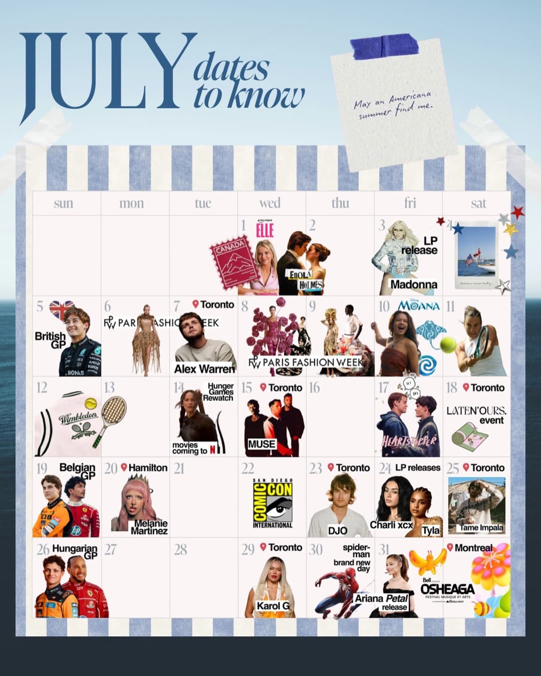 July dates to know calendar with OSHEAGA on July 31