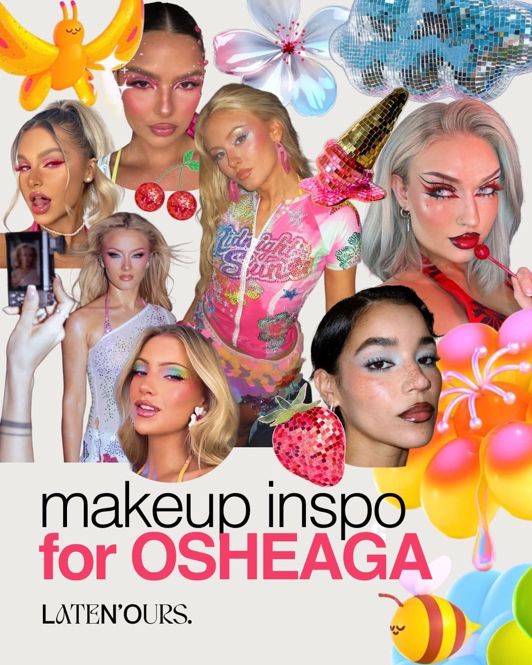 Makeup inspo for OSHEAGA cover collage