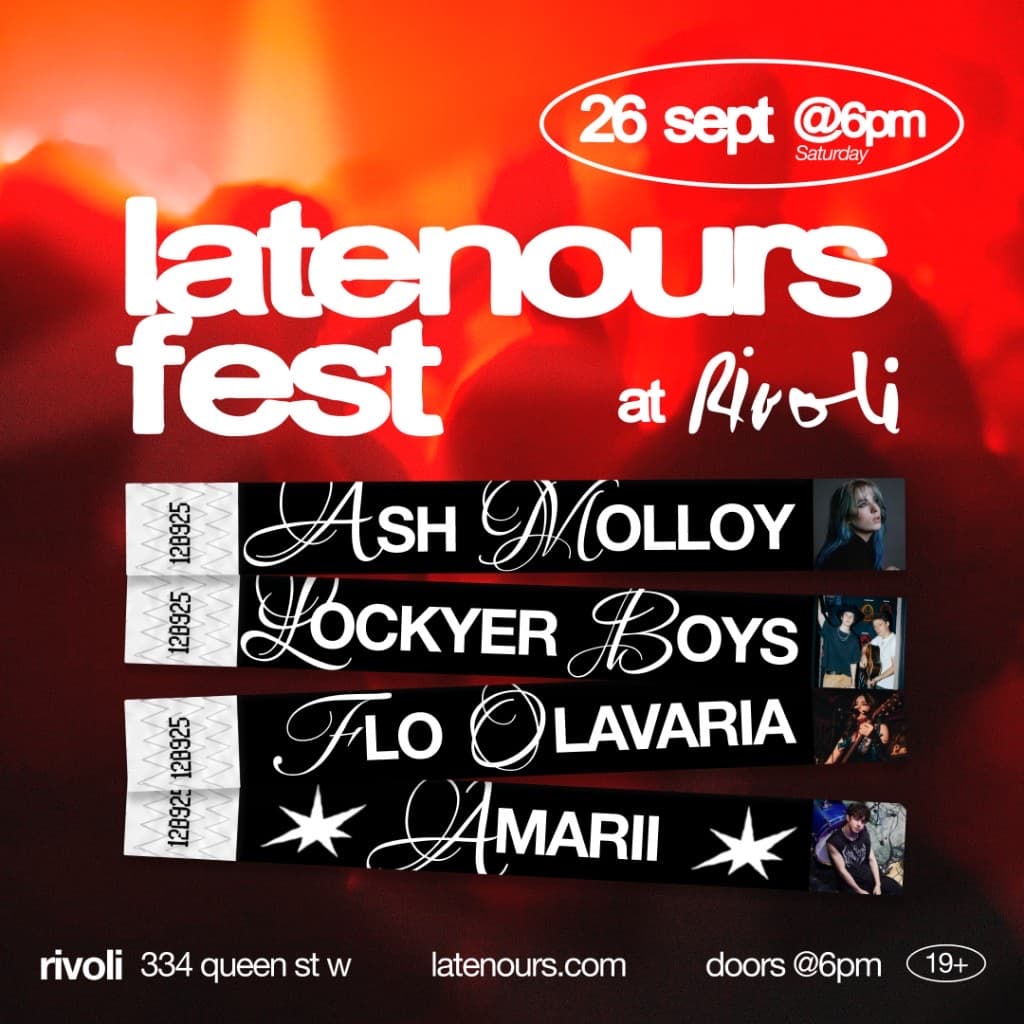 Latenours Fest poster: September 26 at the Rivoli with Ash Molloy, Lockyer Boys, Flo Olavaria and Amarii